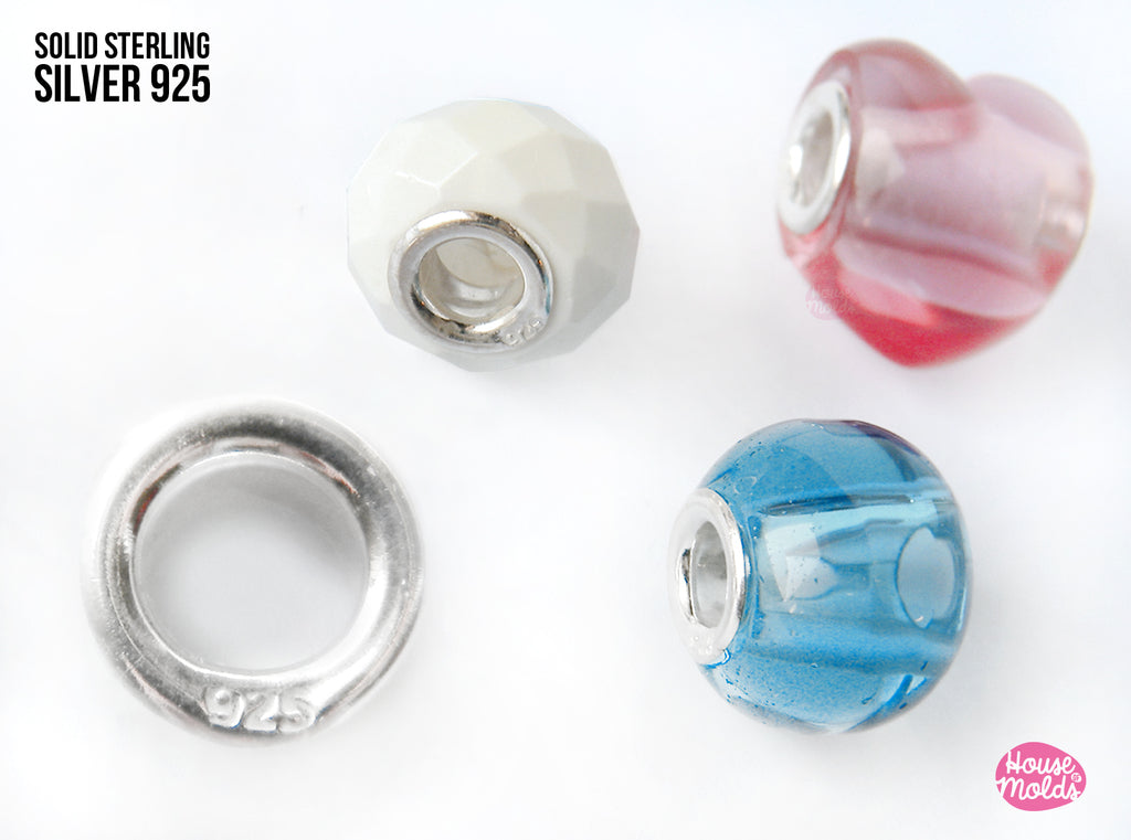 925 SOLID SILVER  BEAD CORES  - 5 mm inner hole Silver Grommets for Beads