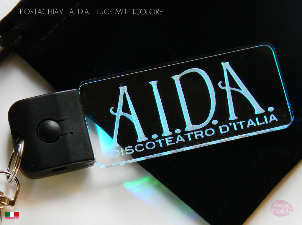 A.I.D.A . Discoteatro  D'Italia-  PORTACHIAVI LED - MULTICOLOR - ricaricabile
