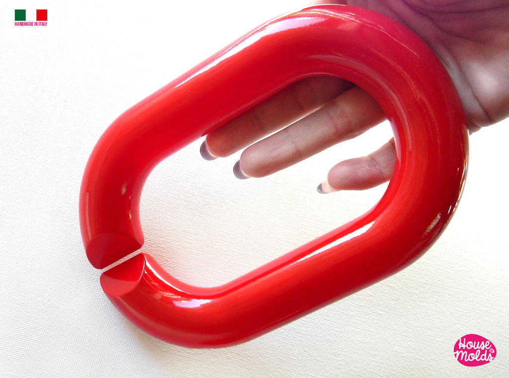 HUGE 3D OVAL LINK CHAIN Clear Mold -LINK  size  17  x 11,5 cm and 2,7 cm thickness - Super shiny and glossy surface