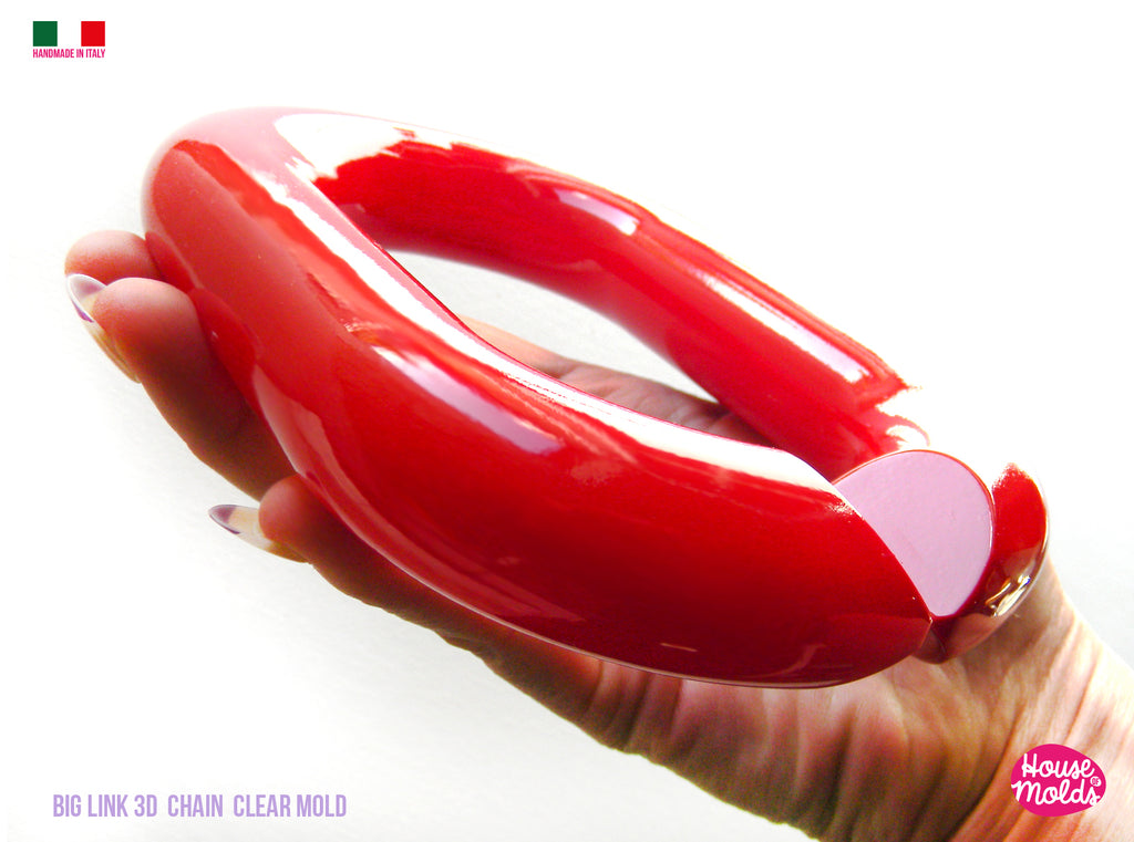 HUGE 3D OVAL LINK CHAIN Clear Mold -LINK  size  17  x 11,5 cm and 2,7 cm thickness - Super shiny and glossy surface