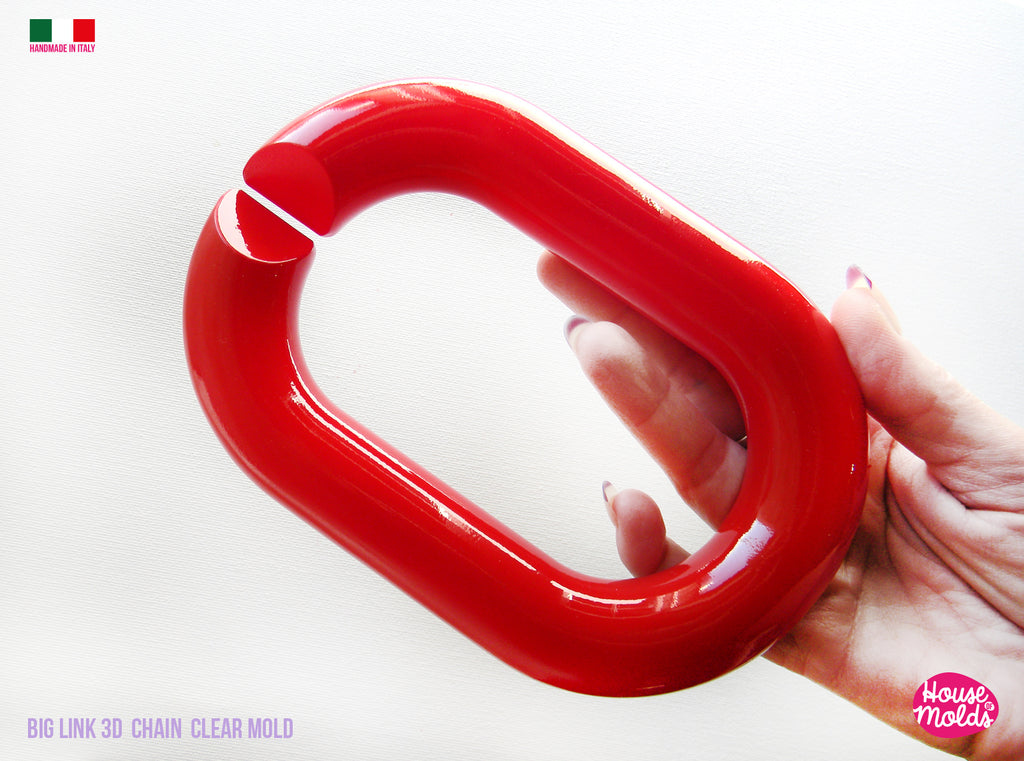 HUGE 3D OVAL LINK CHAIN Clear Mold -LINK  size  17  x 11,5 cm and 2,7 cm thickness - Super shiny and glossy surface