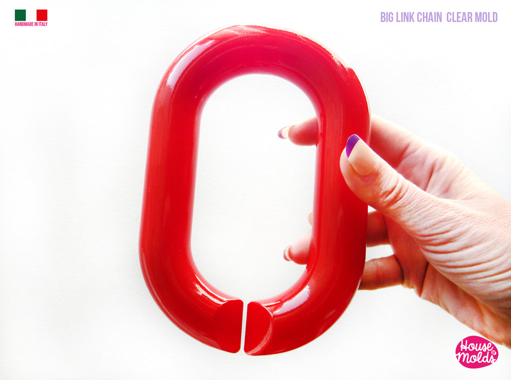 HUGE 3D OVAL LINK CHAIN Clear Mold -LINK  size  17  x 11,5 cm and 2,7 cm thickness - Super shiny and glossy surface