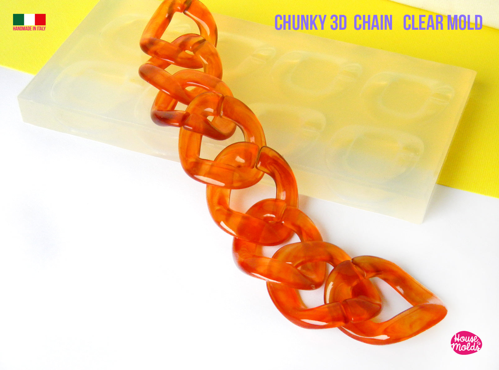 Molded Chain MAXY CHUNKY CHAIN Clear Mold - each chain element is 40 x33 mm -3d Big ...