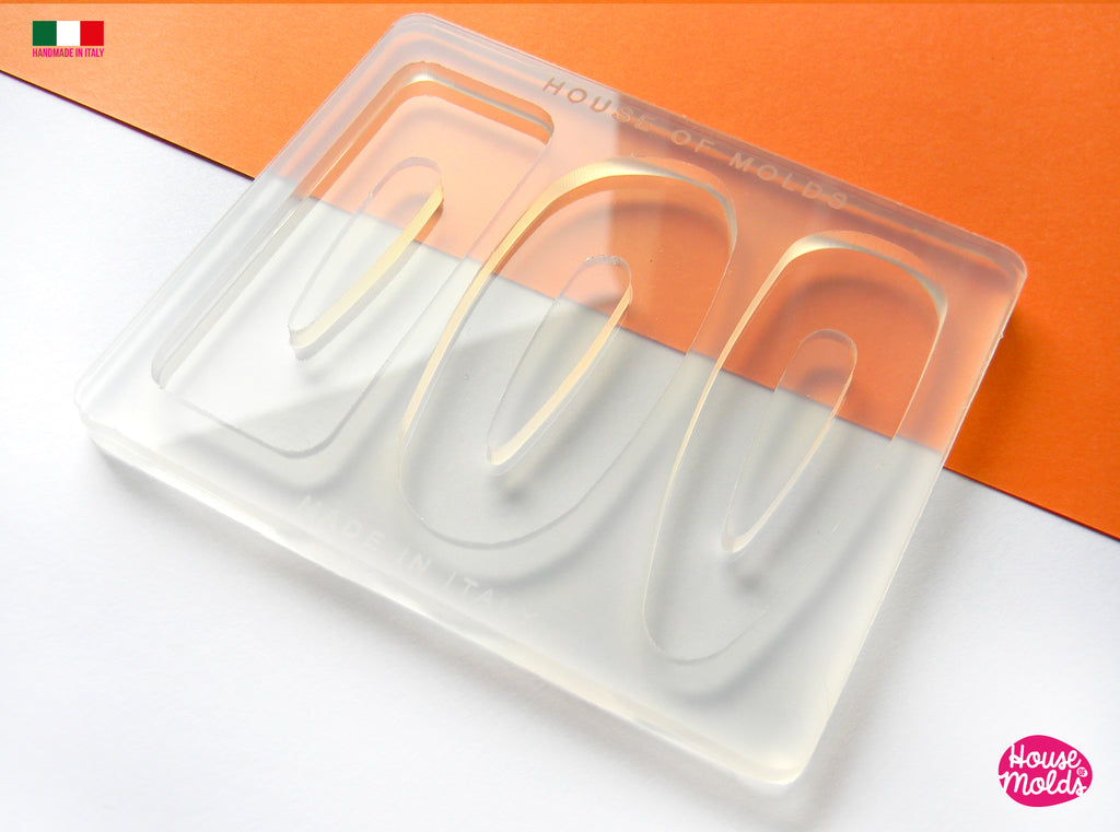 Everyday Hair Clips 3 Flat Shapes Clear Mold  - Transparent Silicone Mold super shiny  House of molds