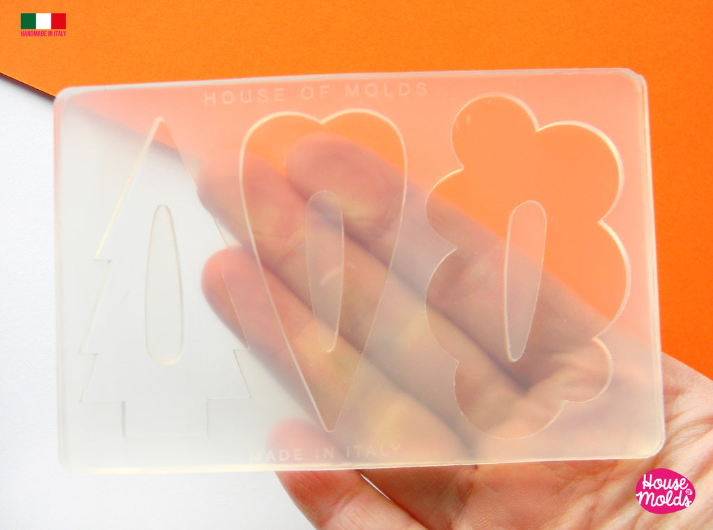 Fancy Hair Clips 3 Flat Shapes Clear Mold  - Transparent Silicone Mold super shiny  House of molds