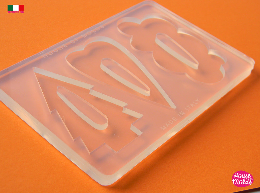 Fancy Hair Clips 3 Flat Shapes Clear Mold  - Transparent Silicone Mold super shiny  House of molds