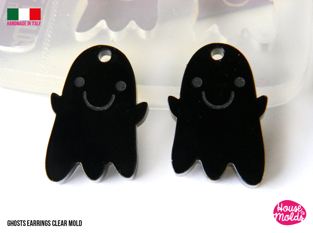 Cute ghosts earrings  clear Mold ,earrings 24 mm x 16 mm  and 4 mm thickness-super shiny results