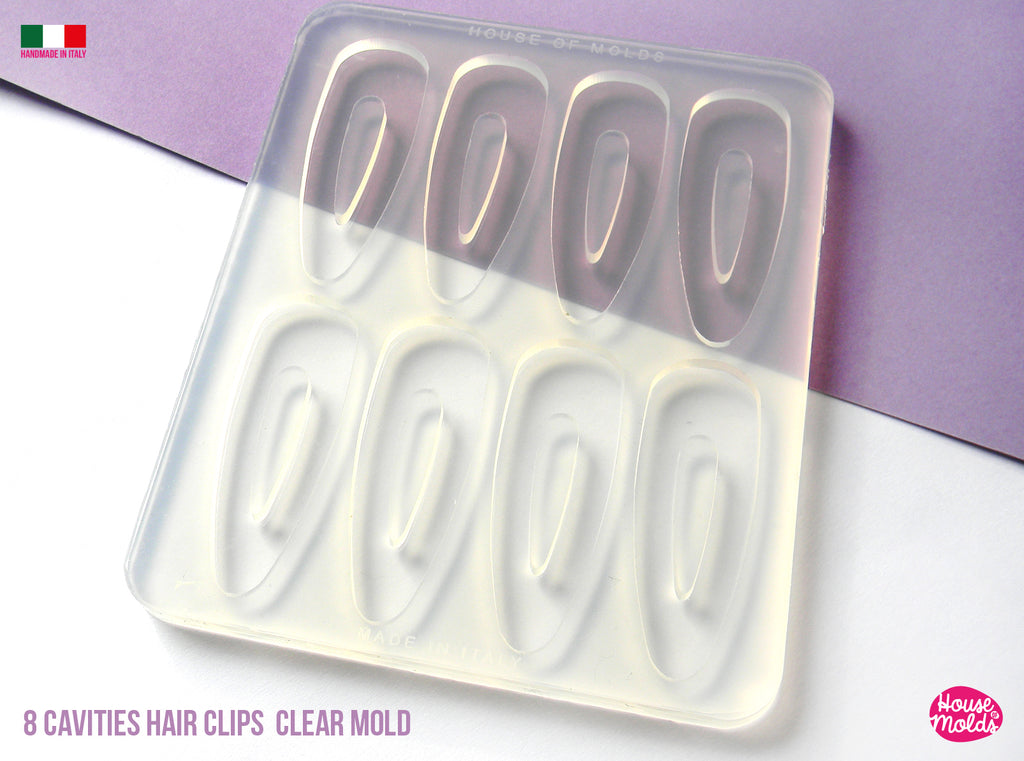 Multi CavitiesHair Clips  Clear Mold  - 1 Style  Hairclip Mold made for makers -Transparent Silicone Mold super shiny , House of molds