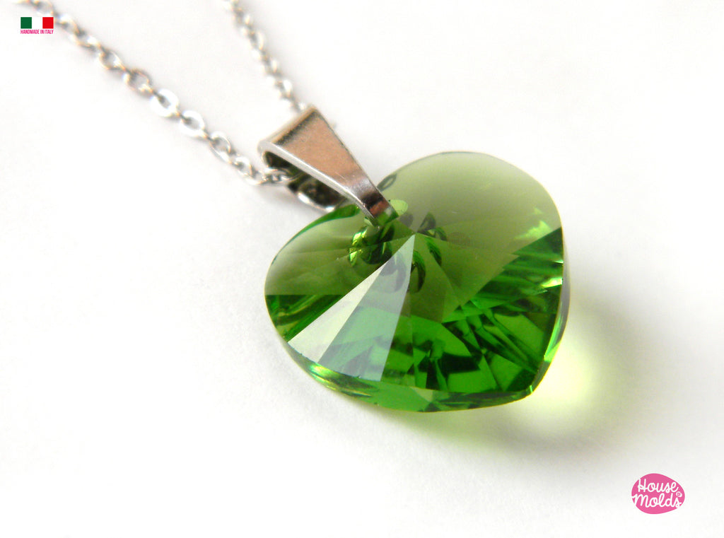 Heart Double faceted Pendant  Mold for your precious  keepsakes - 3d shape with faceted point on back - super glossy