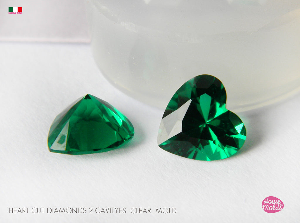 Diamante a Cuore  stampo 2 cavità - stampo  per i tuoi preziosi ricordi - super lucida e brillante