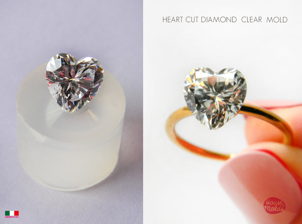 Heart Cut Diamond  Mold  -  Mold for your precious  keepsakes - super shiny and glossy