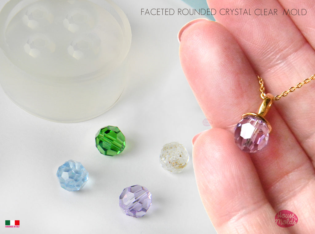 Faceted  rounded Crystal  Mold- tiny and elegant hexagonal faceted pendant  for your precious  keepsakes
