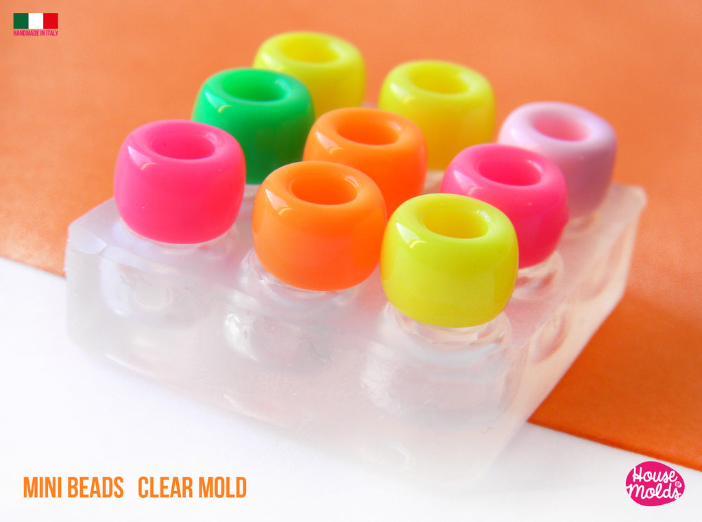 MINI  Beads Clear Mold  ,9 cavities Mold to make small beads 8 x 5 mm and 4  mm inner hole diameter