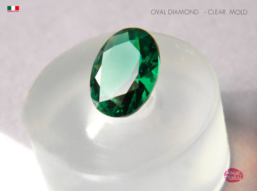 Oval  Diamond  9 x 7 mm 1 cavity  Mold  -  Mold for your precious  keepsakes - super shiny and glossy