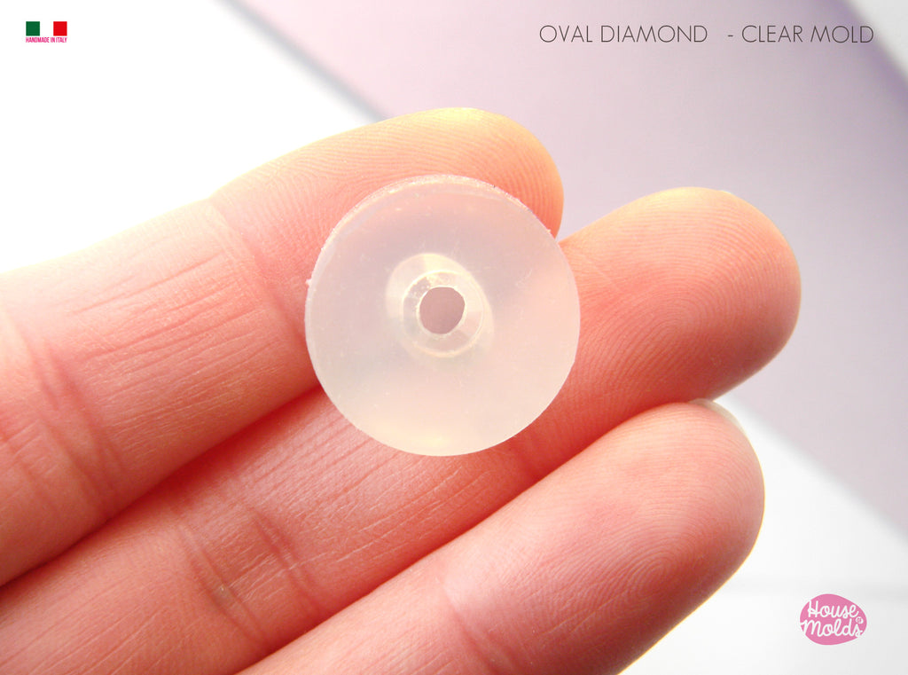 Oval  Diamond  9 x 7 mm 1 cavity  Mold  -  Mold for your precious  keepsakes - super shiny and glossy