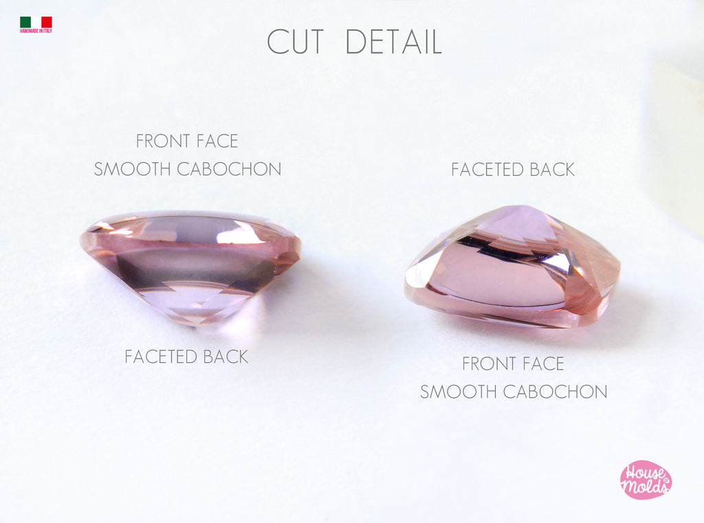 Cabochon Cut Cushion rectangle Diamond 12 x 10  mm  1 Mold  -  Mold for your precious  keepsakes - super shiny and glossy