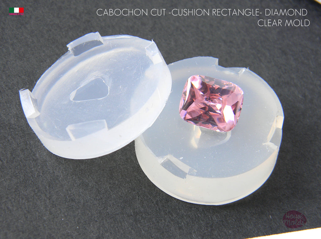 Cabochon Cut Cushion rectangle Diamond 12 x 10  mm  1 Mold  -  Mold for your precious  keepsakes - super shiny and glossy