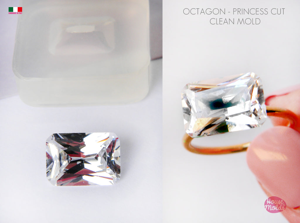 Octagonal Princess Cut  Diamond  Mold  -  Mold for your precious  keepsakes - super shiny and glossy (Copia) (Copia)