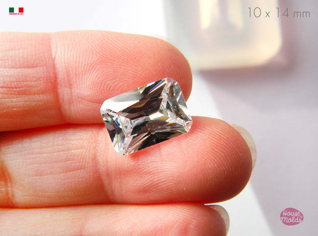 7 x 5 mm Octagonal Princess Cut  Diamond  2 cavities  Mold  -  Mold for your precious  keepsakes - super shiny and glossy