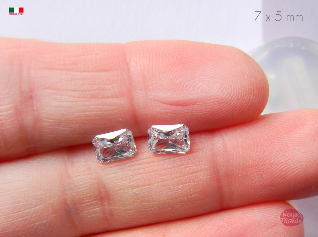 7 x 5 mm Octagonal Princess Cut  Diamond  2 cavities  Mold  -  Mold for your precious  keepsakes - super shiny and glossy