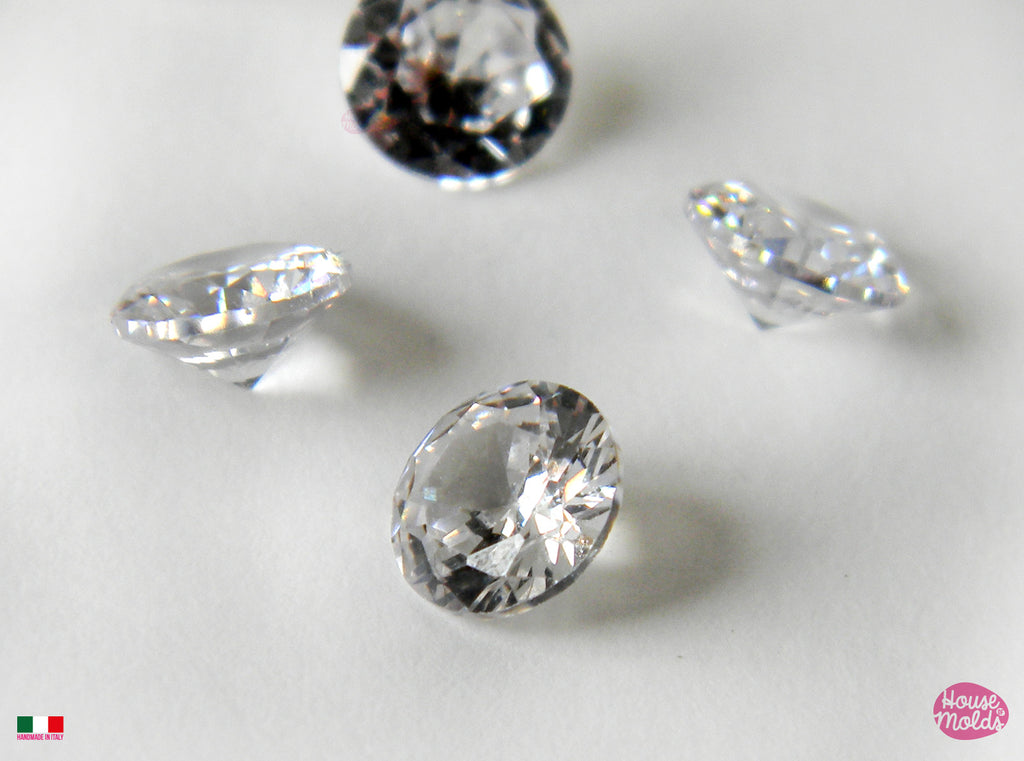 Round Cut Diamond NEW SIZES -  4 cavities Mold for your precious  keepsakes - from 2 to 10 mm diameter