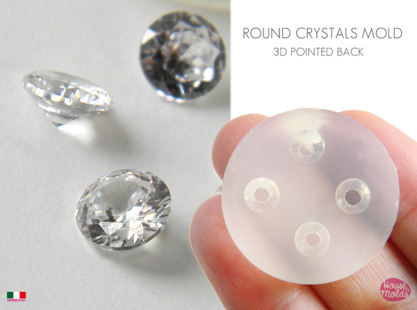 Round Cut Diamond NEW SIZES - 4 cavities Mold for your precious keepsa ...