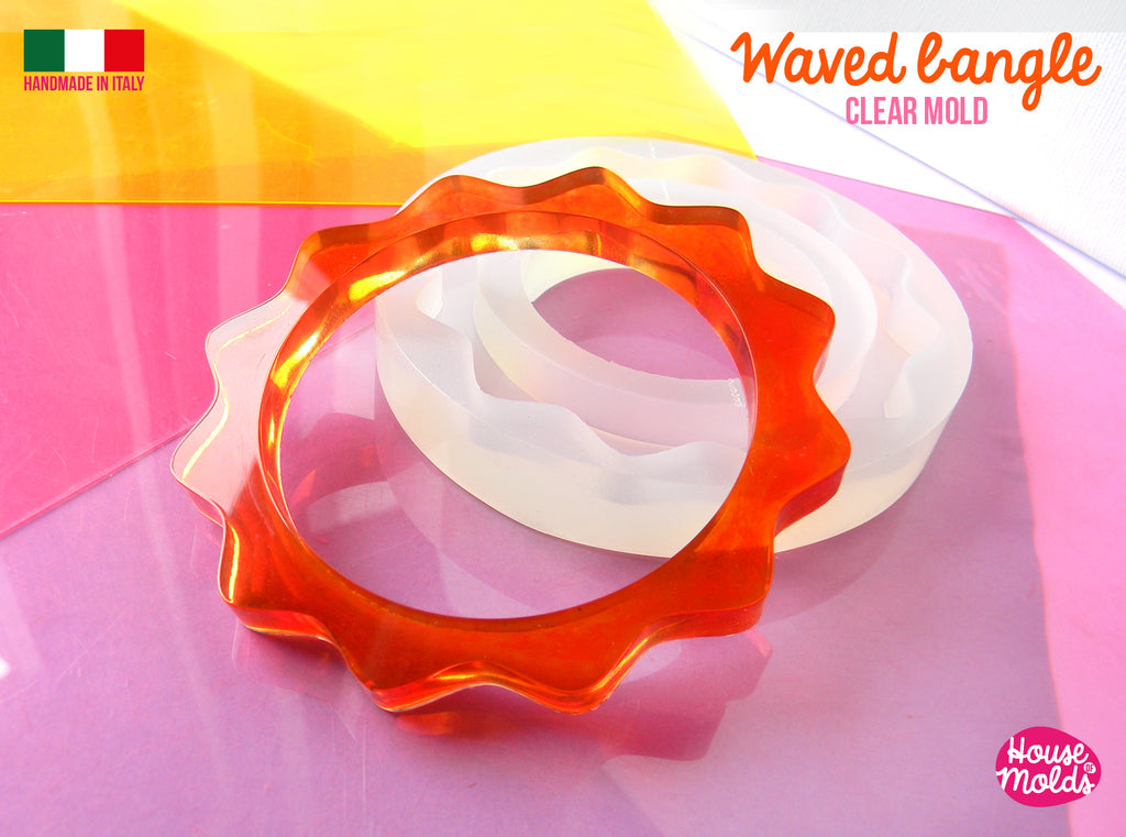 Waved Bangle Clear Mold, 63 mm inner diameter 8 mm heigth resin bangle ,super shiny
