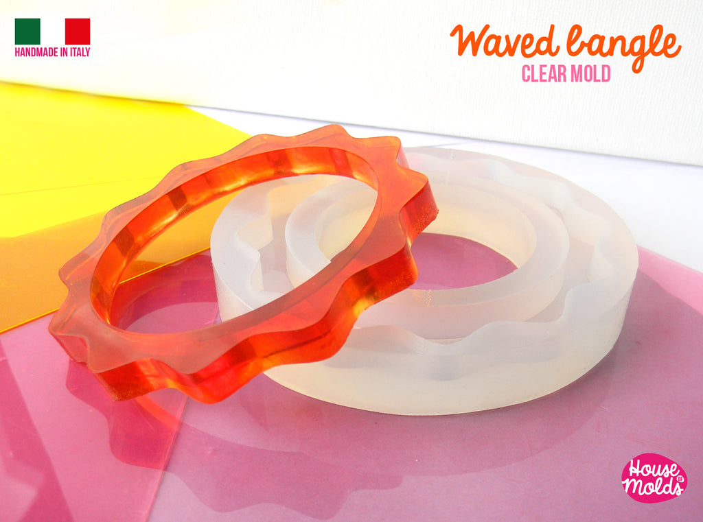 Waved Bangle Clear Mold, 63 mm inner diameter 8 mm heigth resin bangle ,super shiny