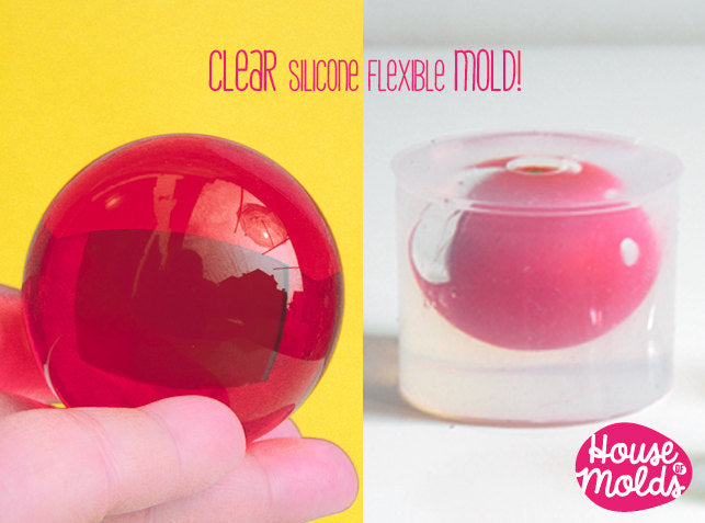 Clear Mold for Sphere 6 cm diameter ,Mold for resin Ball,House Of Molds Super Clear Mold,shiny creations