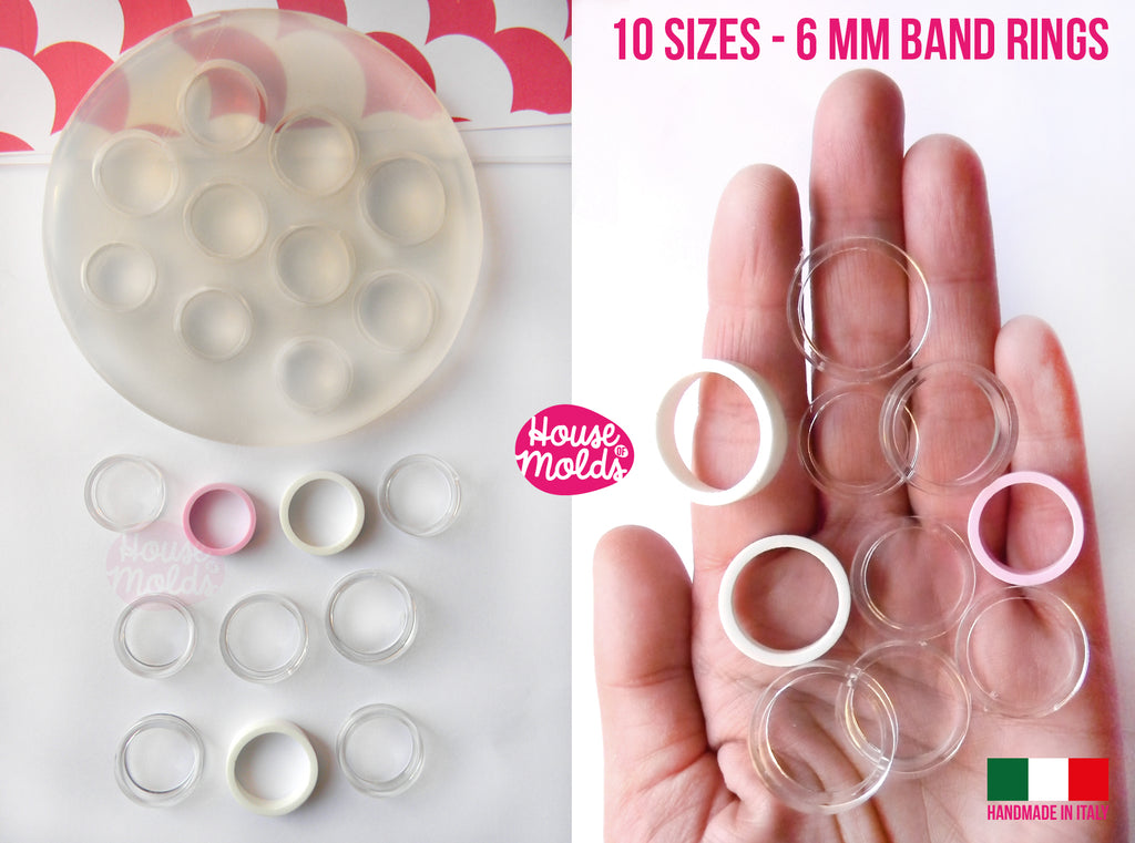 Band Rings 10 Sizes Clear Mold,Mold for Multisize Band rings 6 mm tall from Usa size 5 to 11 -super glossy resin creations