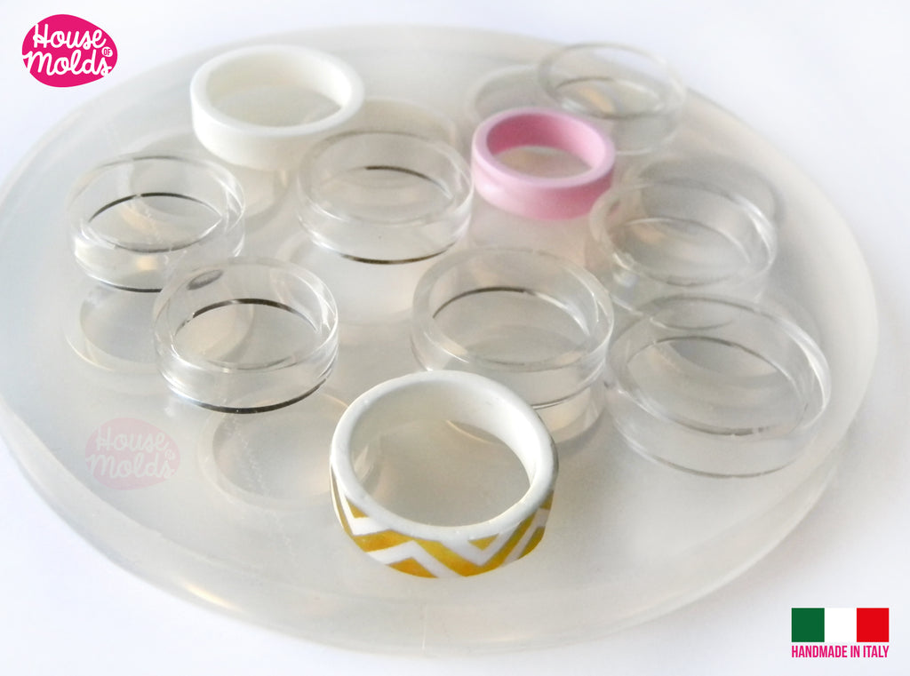 Band Rings 10 Sizes Clear Mold,Mold for Multisize Band rings 6 mm tall from Usa size 5 to 11 -super glossy resin creations