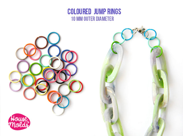 Colours Mix Jump Rings - Diameter 10 mm - Add more fun to your Creations- 50 pcs mixed colours