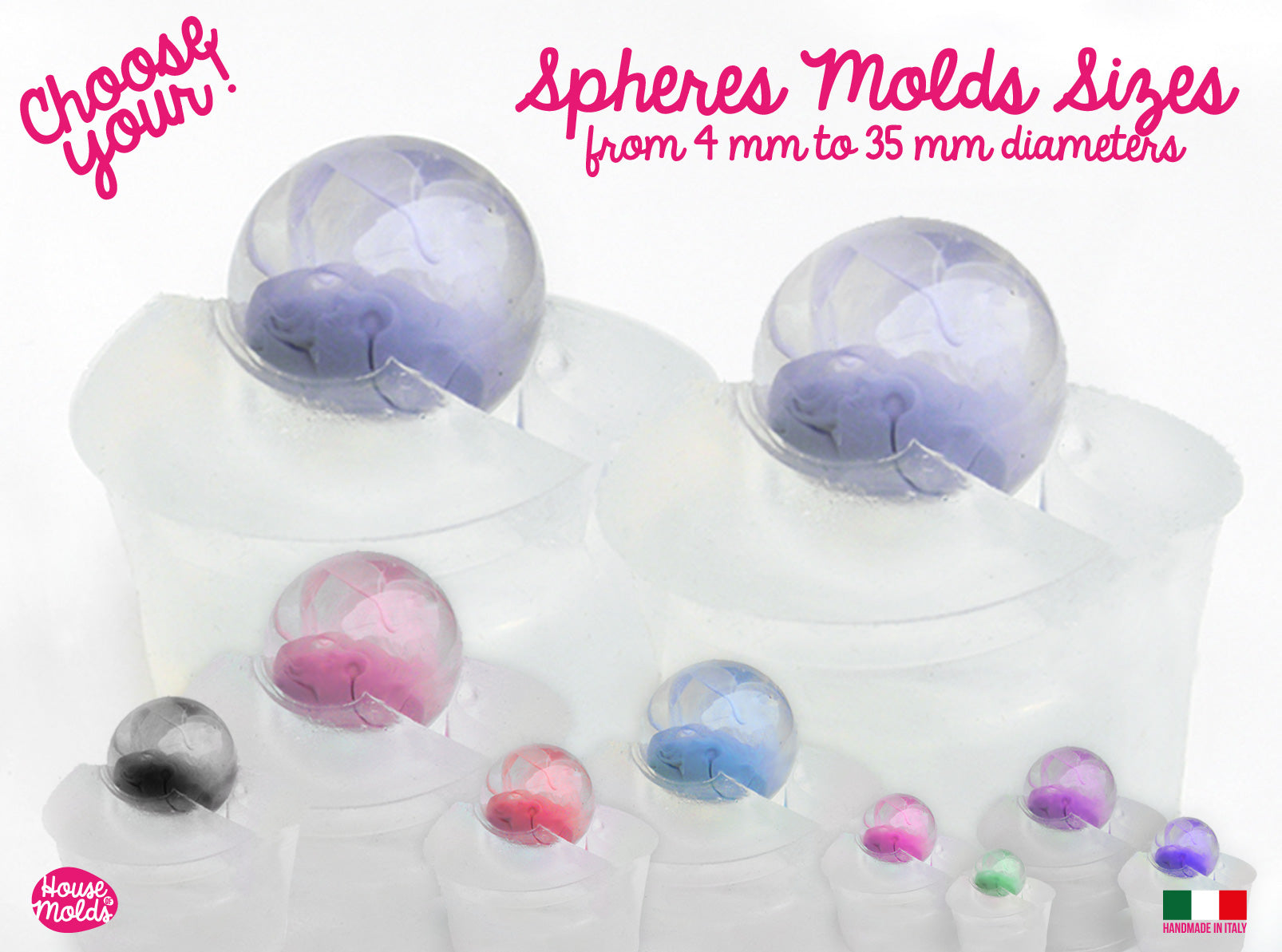 CHOOSE YOUR SPHERES MOLDS SIZE from 4 mm to 34 mm diameters