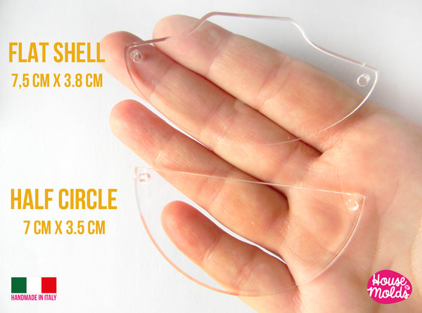 2 BIG Statement pendants Clear Mold :1 Half Circle 1 Flat Shell + Pre ...