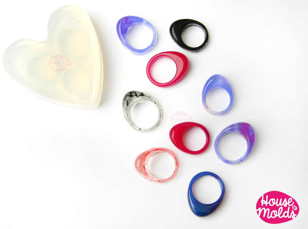 3 Sizes Crescent Oval rings Clear Mold,Mold for Multisize Oval Glossy rings usa sizes  5,25- 7,5 -8,5  rings resin mold,transparent rubber