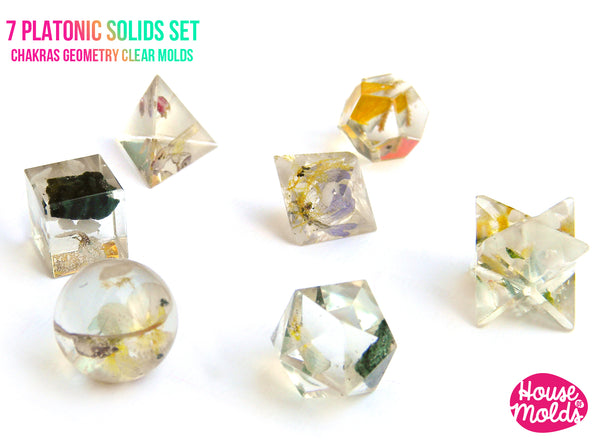 7 Platonic Solids Set Of Clear Silicone Molds - HOUSE OF MOLDS-7 Chakr ...