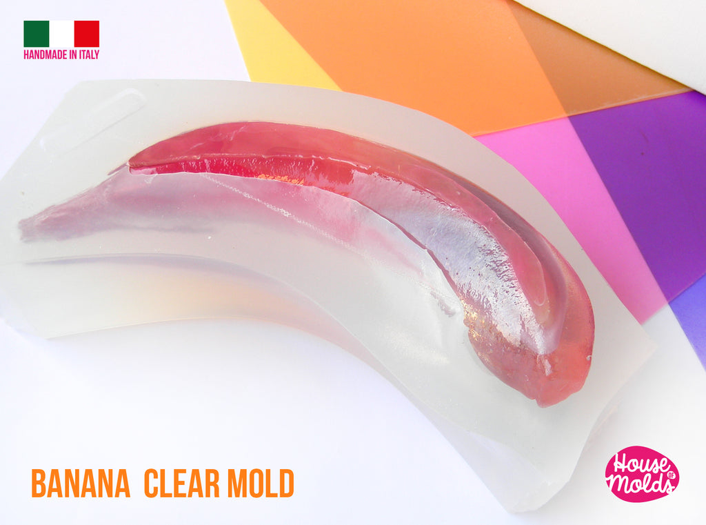 Real Size Banana Fruit Clear Silicone Mold  - 15 cm x 3,7 cm thickness 3d banana - glossy with natural surface - house of molds