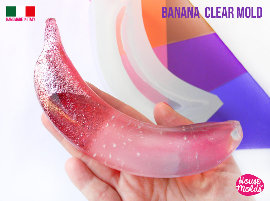 Real Size Banana Fruit Clear Silicone Mold  - 15 cm x 3,7 cm thickness 3d banana - glossy with natural surface - house of molds