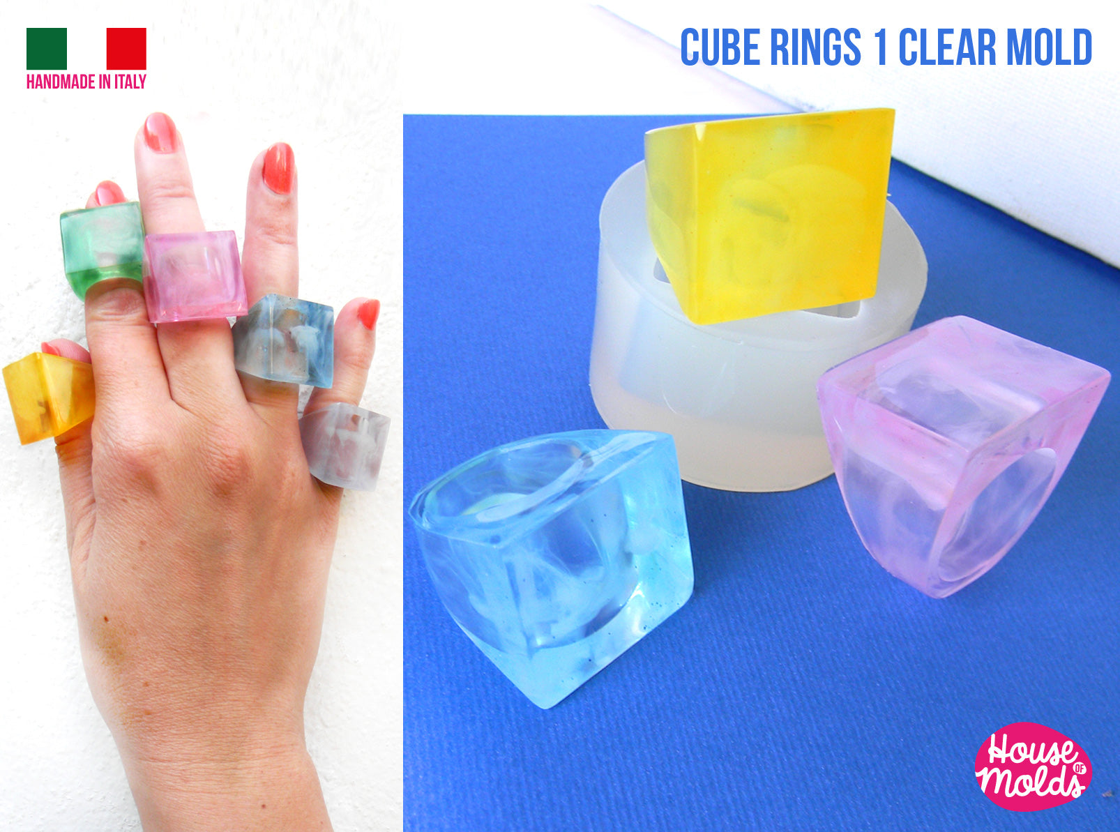 1 Cube Rings Clear silicone Mold- single resin rings mold -super shiny –  House Of Molds