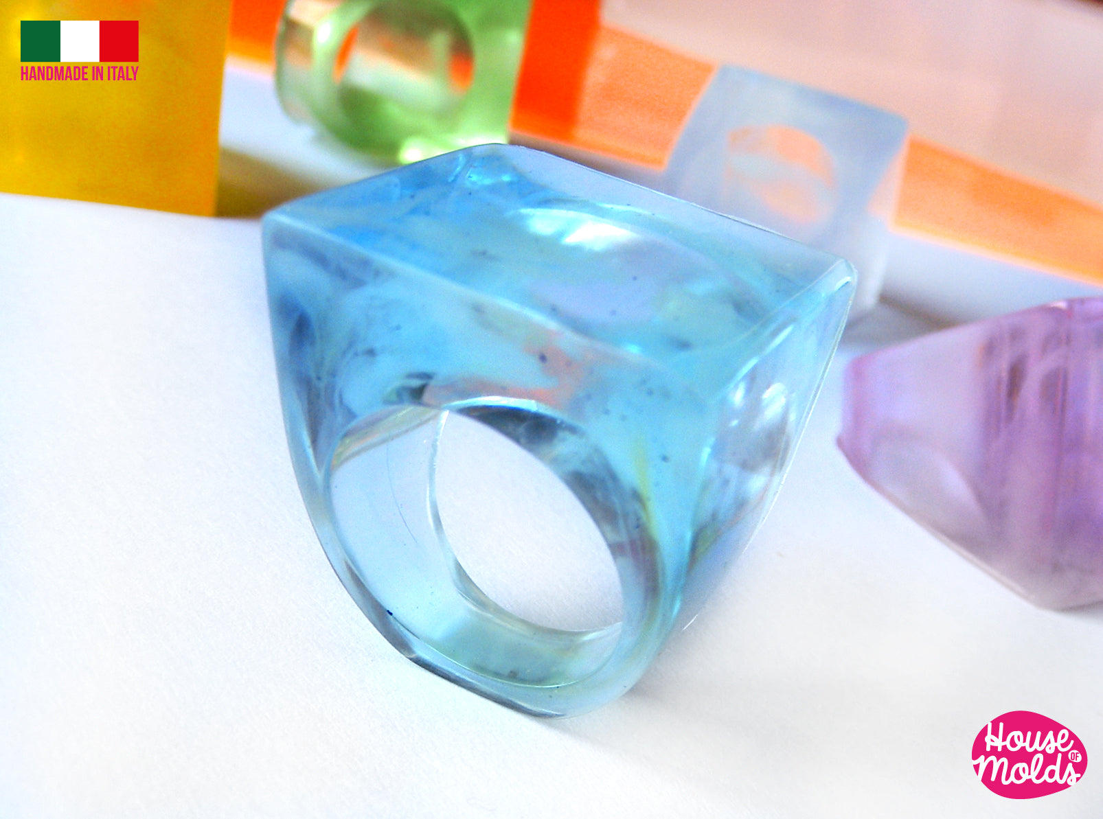 Cube Rings Celar Mold- 5 sizes Cube rings resin rings maker-super