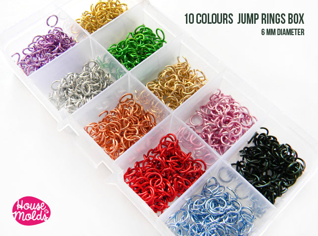 10 Colours Box  Open Jump Rings - Diameter 6 mm - 1000 pcs