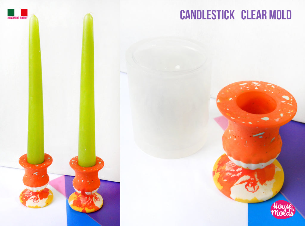 Candlestick Round Design  Clear Mold- glossy and smooth surface - House of molds