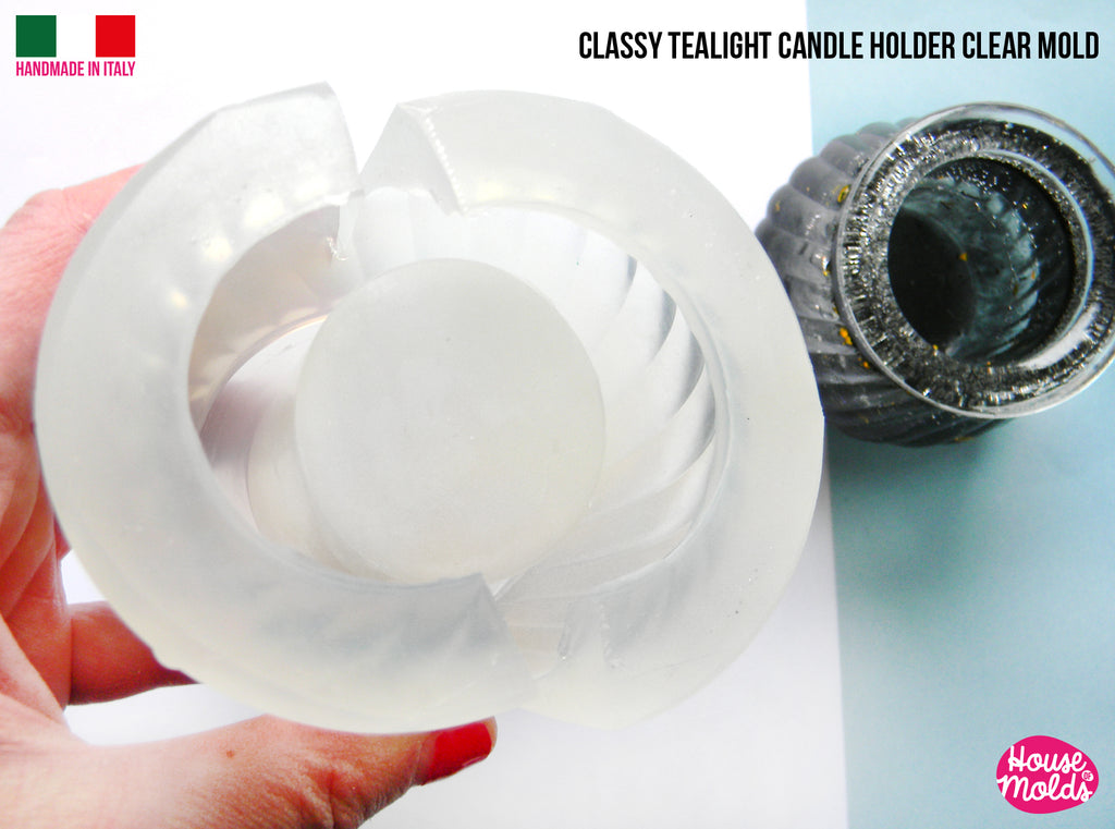 Classy Tea Light Candleholder Clear Mold - tiny plant vase mold -76 mm diameter x 64 mm tall-super glossy resin reproduction