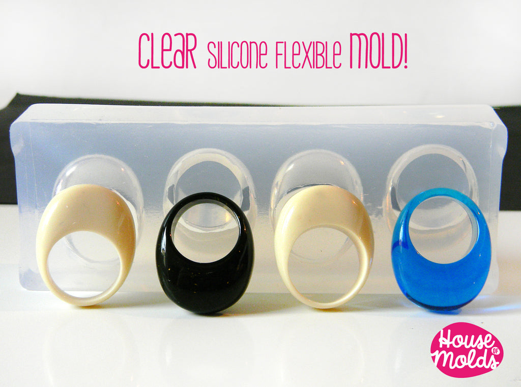 Clear silicone star top ring mold - 4 different sizes - glossy finish