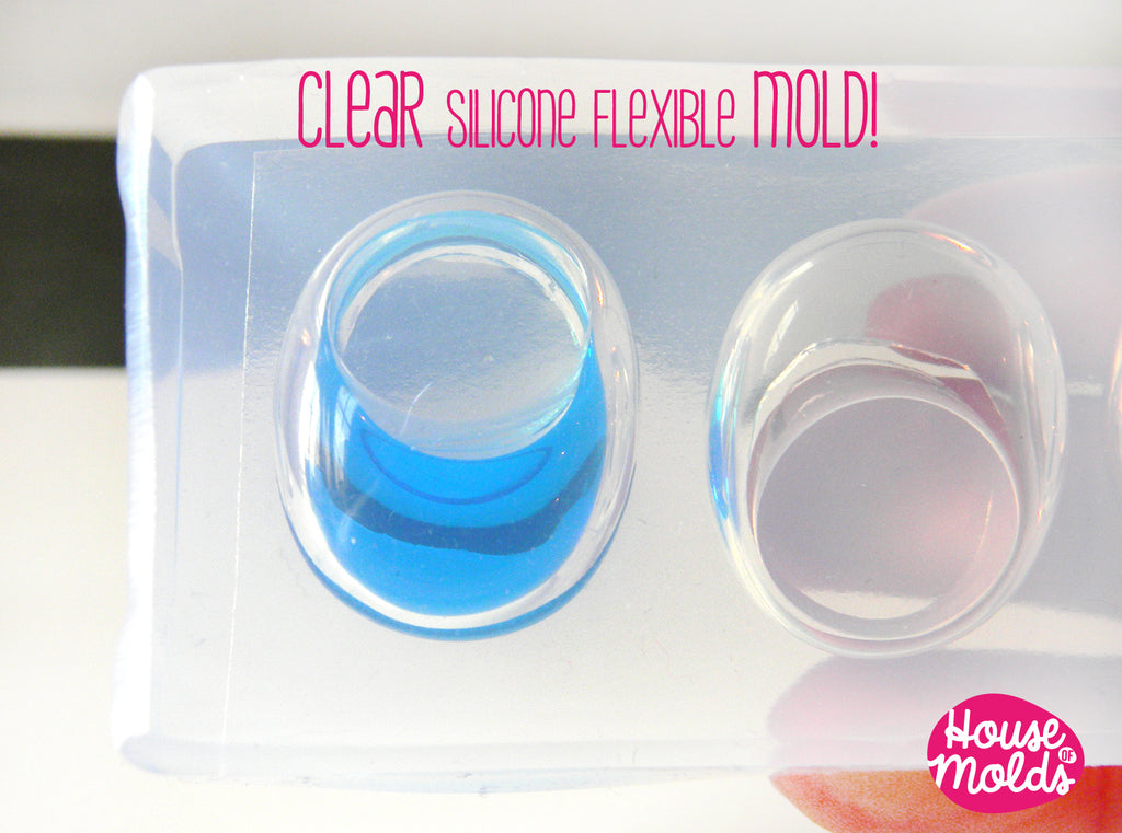 Clear Multi Size Oval Bubble Rings- Clear Mold to make 4 size Bubble ring-resin rings maker-super shiny creations