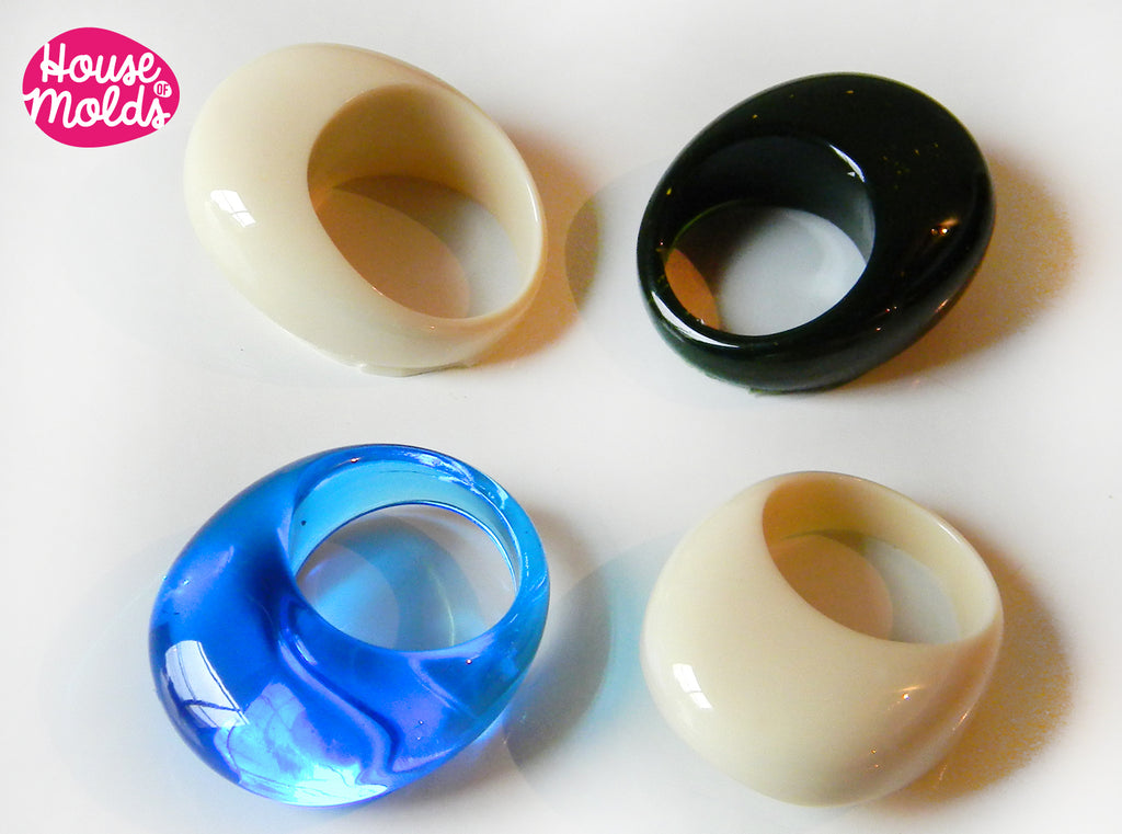Clear Multi Size Oval Bubble Rings- Clear Mold to make 4 size Bubble ring-resin rings maker-super shiny creations