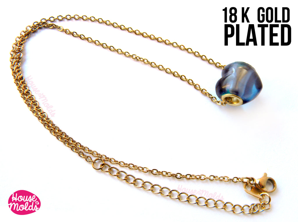 18K Gold Plated Thin Rolo Necklace with Clasp - 2 mm thickness 41 cm + 7 cm extender chain- ready to use