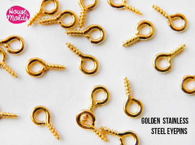 Golden Stainless steel Screw Eyepins 8x4 mm-perfect for create