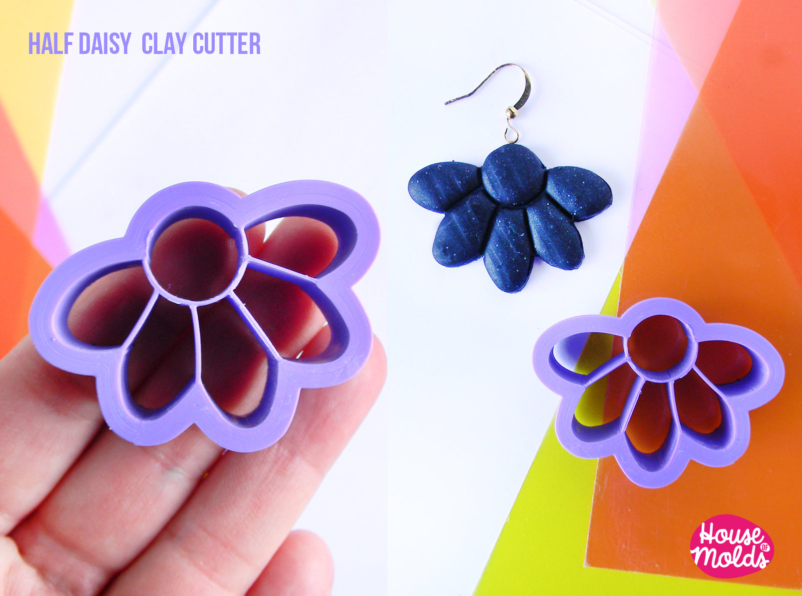 Embossed Half Daisy and Stem Clay Cutter Set, Flower Shape Pendant, Floral  Shape, Spring Clay Cutter, Clay Mold, 3D Polymer Clay Cutter Set 