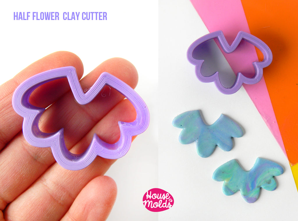 HALF FLOWER CLAY CUTTER  - BIOBASED PLA - CLEAN CUT EDGES -House of Molds